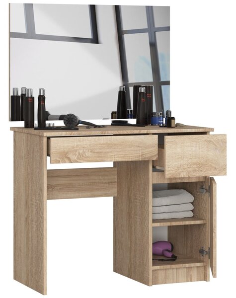 Ak furniture Kosmetický stolek se zrcadlem P-2/SL I dub sonoma pravý