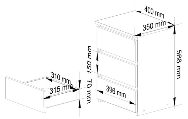 Ak furniture Komoda CL3 40 cm dub sonoma