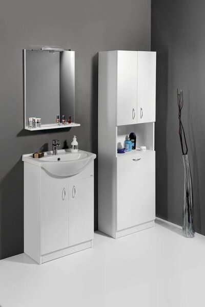 Aqualine Koupelnový set LIVERO C600 (umyvadlová skříň + umyvadlo + vysoká skříň s košem + zrcadlo)