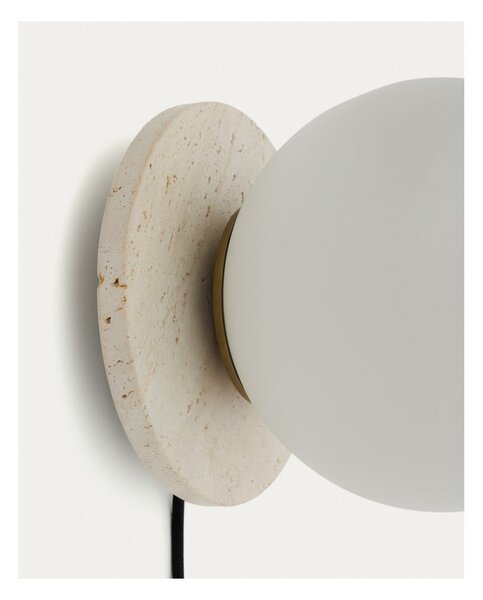 Bílé/krémové mramorové nástěnné svítidlo ø 20 cm Malachi – Kave Home