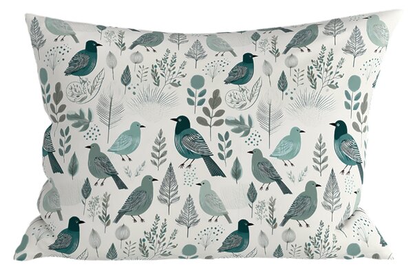 Polybavlněný povlak na polštář LEAFBIRD POLY 50x70 cm, bílo-zelený