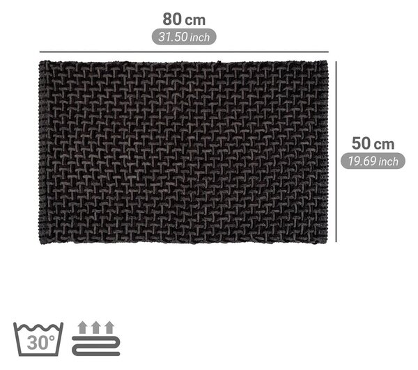 Antracitová textilní koupelnová předložka 50x80 cm Ecoli – Wenko