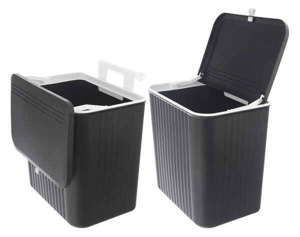 Černý plastový odpadkový koš 13 l – Orion
