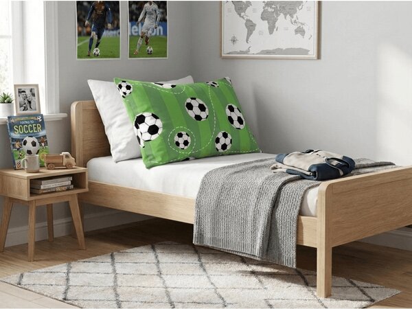 Polybavlněný povlak na polštář FOOTBALL TIME POLY 70x90 cm, zelený