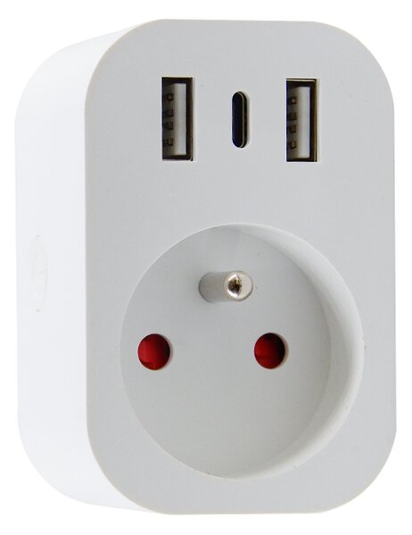 Immax NEO LITE Smart vnitřní zásuvka s kolíkem, typ E, 2xUSB, 1xUSB C , WiFi