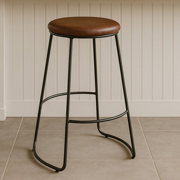 Černá/hnědá čalouněná barová stolička (výška sedáku 64 cm) Brixton – Premier Housewares