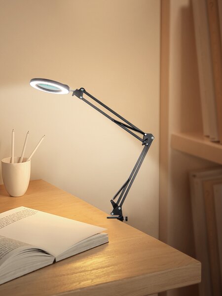 LED stmívatelná stolní lampička s lupou IMMAX ZOOM 12W/5V černá