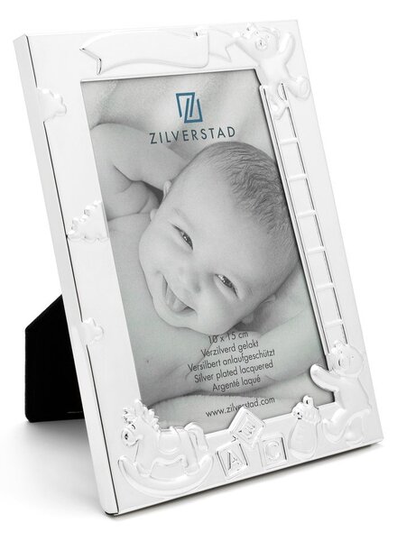 Kovový stojací rámeček ve stříbrné barvě 27x11 cm Baby – Zilverstad