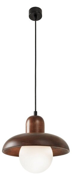 Hnědé závěsné svítidlo s dřevěným stínidlem ø 25 cm Elsa – Opviq lights