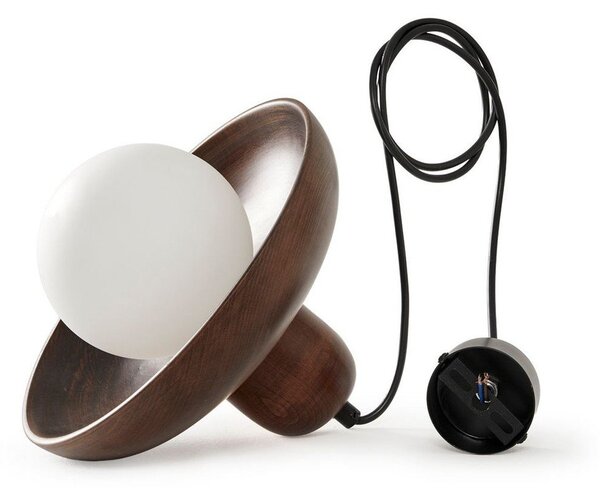Hnědé závěsné svítidlo s dřevěným stínidlem ø 25 cm Elsa – Opviq lights