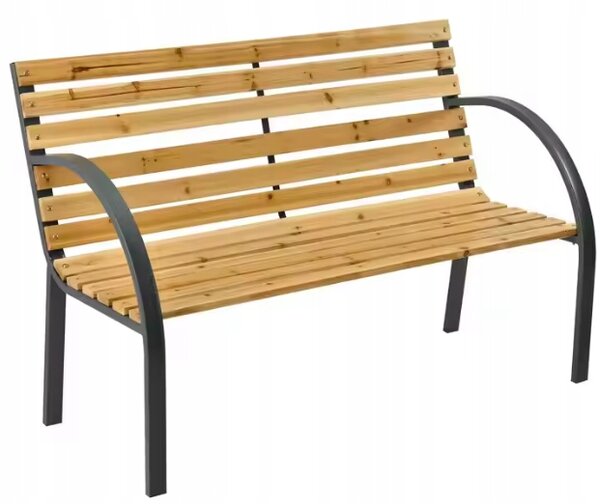 Lavička s opěradlem, dřevěná, 125 x 54 cm
