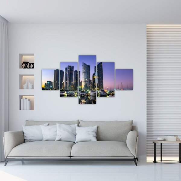 Obraz jachet a mrakodrapů (125x70 cm)