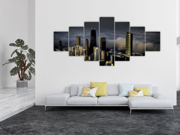 Obraz města v oblacích (210x100 cm)