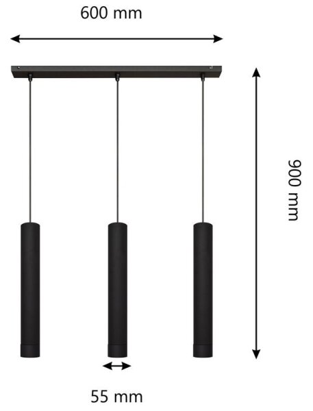 LED Lustr na lanku TUBA 3xGU10/4,8W/230V černá