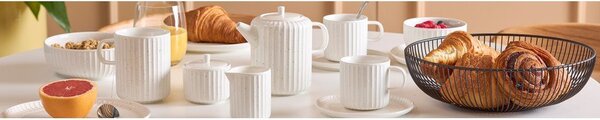 Bílý šálek z kostního porcelánu 205 ml Ora Gloss – Salt&Pepper