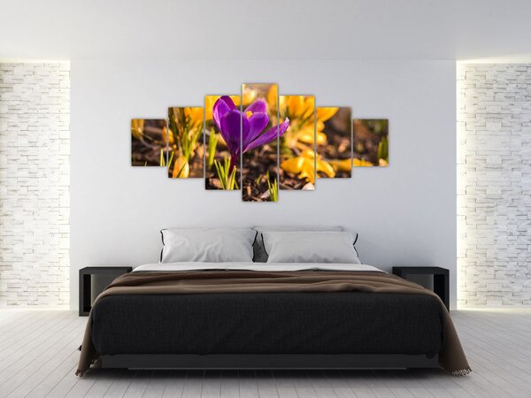 Obraz fialové květiny (210x100 cm)