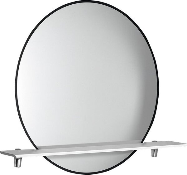 Sapho SHARON kulaté LED podsvícené zrcadlo, průměr 80cm s policí, černá mat E28904CI-01