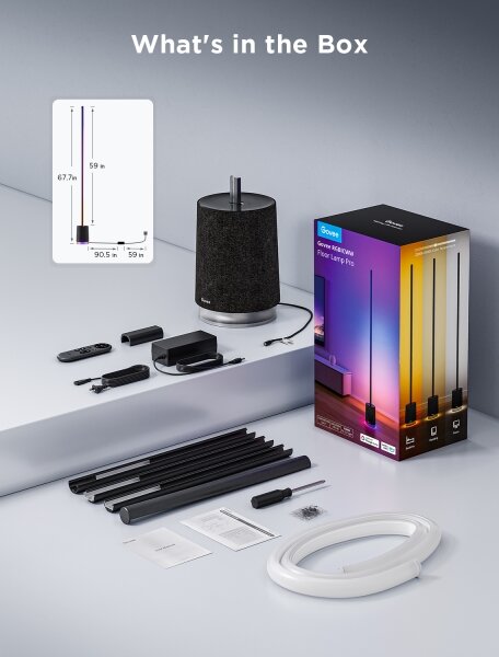 Govee - LED Stojací lampa s reproduktorem Pro RGBICWW Wi-Fi + DO