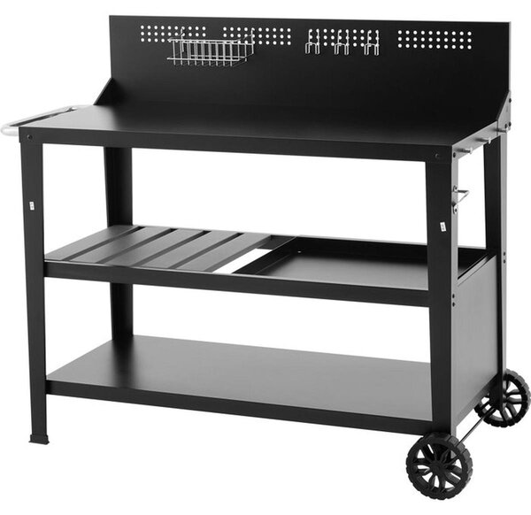 COOKINGBOX Grilovací vozík s planchou, rozmry grilovací/planchové desky 100 x 50 cm, ocelový rám, úloné prostory, ochrana proti stíkání a boní háky