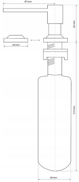 Gamma Sink Quality Quatro, dávkovač saponátu pro kuchyňský dřez 400ml, ocelová, GMA-DOK-IX