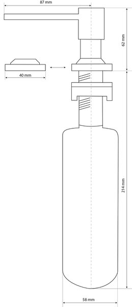 Gamma Quatro, dávkovač saponátu pro kuchyňský dřez 400ml, zlatá lesklá, GMA-DOK-GD