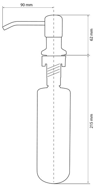 Gamma Simple, dávkovač saponátu pro kuchyňský dřez 400ml, černá matná, GMA-DOZ-BK