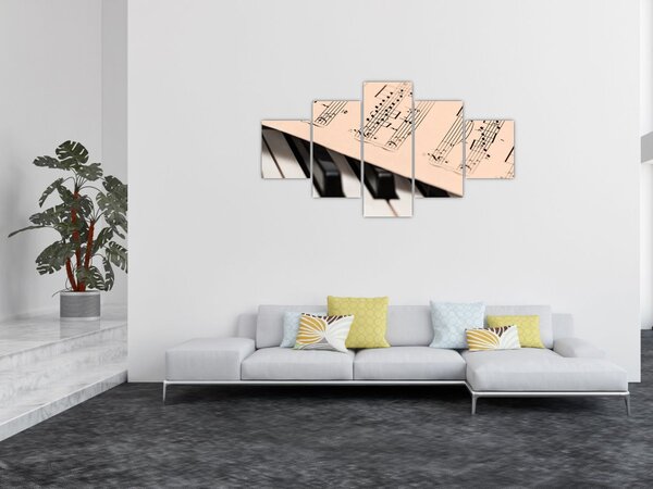 Obraz klavíru s notami (125x70 cm)