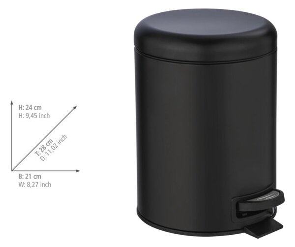Černý odpadkový koš Wenko Leman, 5 l