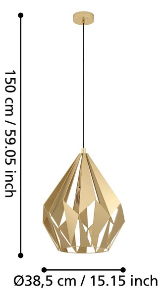 ZÁVĚSNÉ SVÍTIDLO, 38,5/150 cm Eglo - Závěsná světla