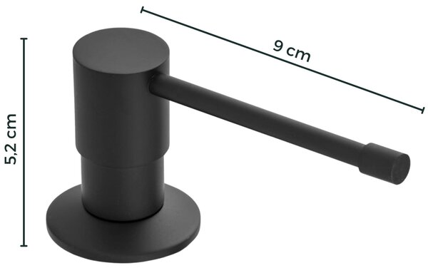Gamma Top, dávkovač saponátu pro kuchyňský dřez 400ml, černá matná, GMA-DOZL-BK