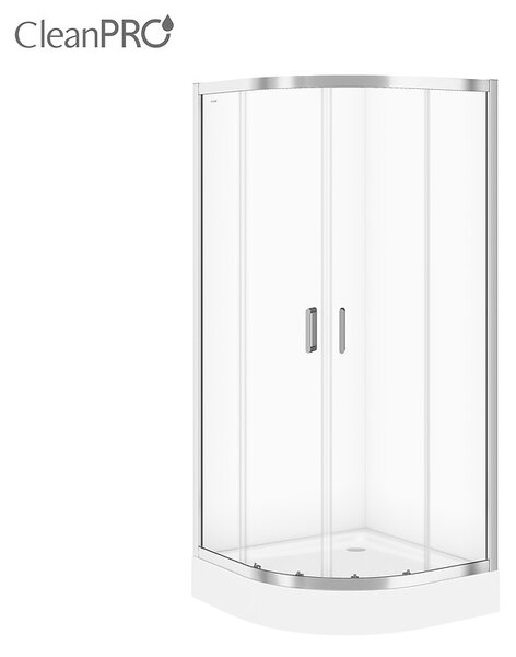 Cersanit Arteco, čtvrtkruhový sprchový kout 80x80x190cm, 5mm čiré sklo, chromový profil + sprchová vanička Tako, S601-113