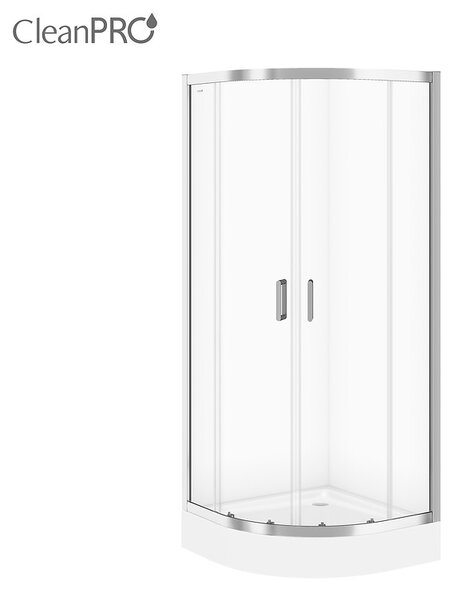 Cersanit Arteco, čtvrtkruhový sprchový kout 90x90x190 cm, 5mm čiré sklo, chromový profil + sprchová vanička Tako, S601-114