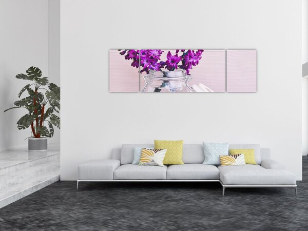 Obraz fialových květin (170x50 cm)
