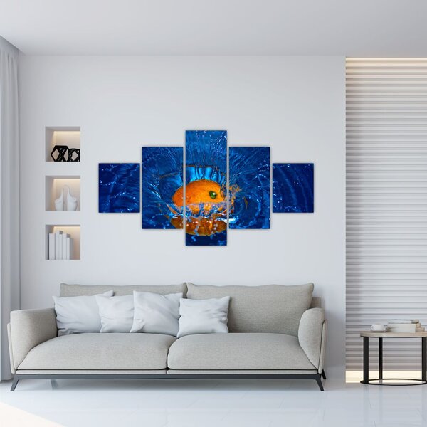 Obraz - pomeranč ve vodě (125x70 cm)