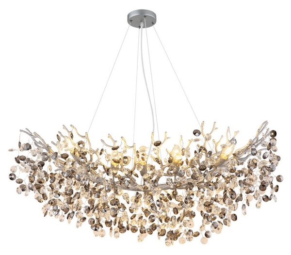 Lustr 10x E14 stříbrná, kouřová IP20 GLOBO lighting QUEENA 64138H3S