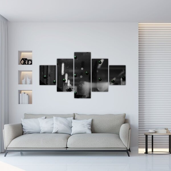 Abstraktní obraz - zelené kuličky (125x70 cm)