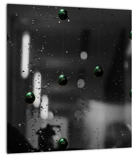 Abstraktní obraz - zelené kuličky (30x30 cm)