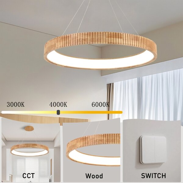 Brilagi - LED Lustr na lanku FALCON WOOD MODERN LED/60W/230V pr. 80 cm dřevo
