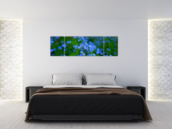 Obraz modrých květin (170x50 cm)