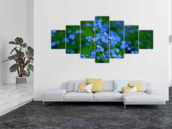 Obraz modrých květin (210x100 cm)