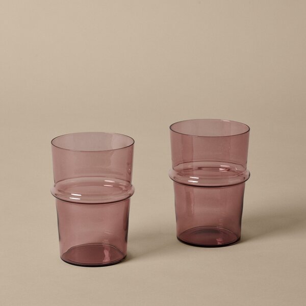 FERM LIVING Skleničky Boya Tall, Mauve, sada 2 kusů