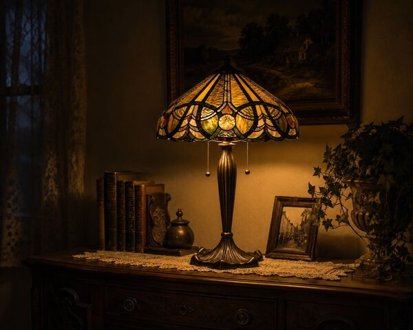 Stolní lampa Tiffany - Ø 41*61 cm 2x E27 - Clayre & Eef