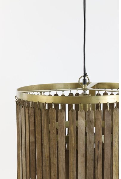 Hnědé závěsné svítidlo s dřevěným stínidlem Gularo – Light & Living