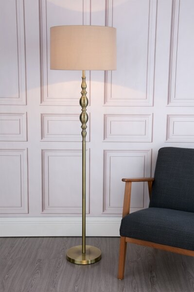 Där Lighting MAD4975 - Stojací lampa MADRID 1xE27/60W/230V hnědá/mosaz