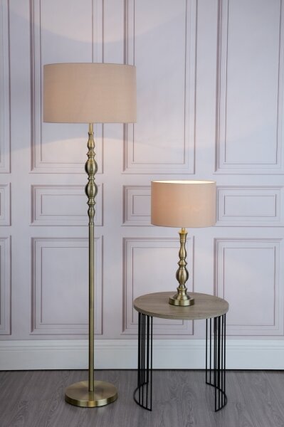 Där Lighting MAD4975 - Stojací lampa MADRID 1xE27/60W/230V hnědá/mosaz