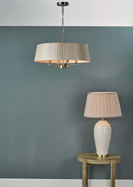 Där Lighting CRI0429 - Lustr na řetězu CRISTIN 4xE14/40W/230V mosaz/taupe