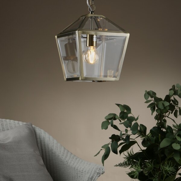 Där Lighting CHU0175 - Lustr na řetězu CHURCHILL 1xE27/60W/230V mosaz