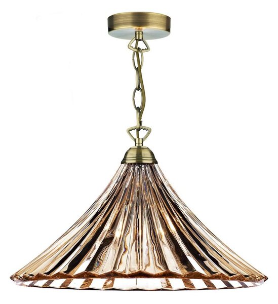 Där Lighting ARD866 -Lustr na řetězu ARDECHE 1xE27/60W/230V mosaz/kouřová hnědá