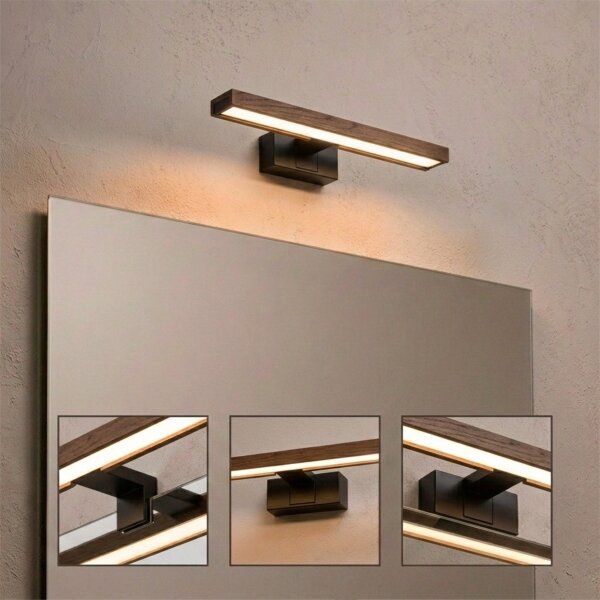 Brilagi - LED Koup osvět zrcad 3v1 WOODY MIRROR LED/8W/230V IP44 černá/dub ořech