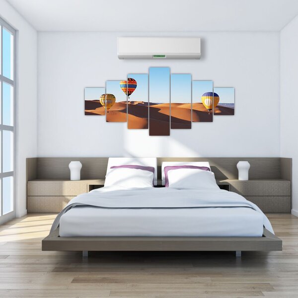 Obraz - létající balóny v poušti (210x100 cm)